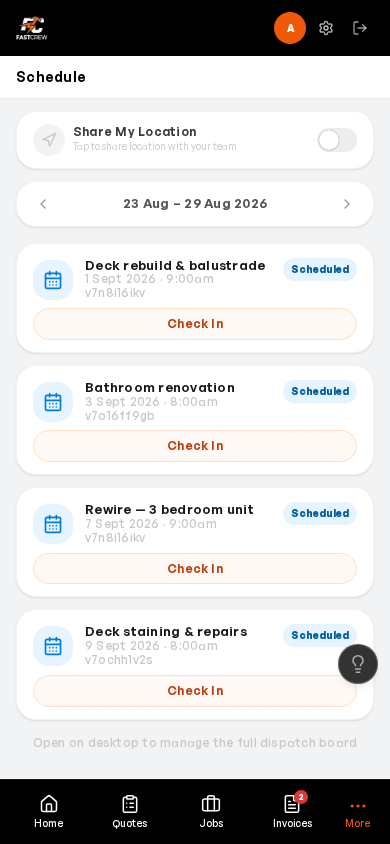 FastCrew scheduling